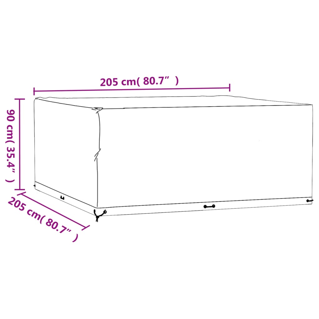 Garden Furniture Covers 2 pcs 16 Eyelets 205x205x90 cm Square