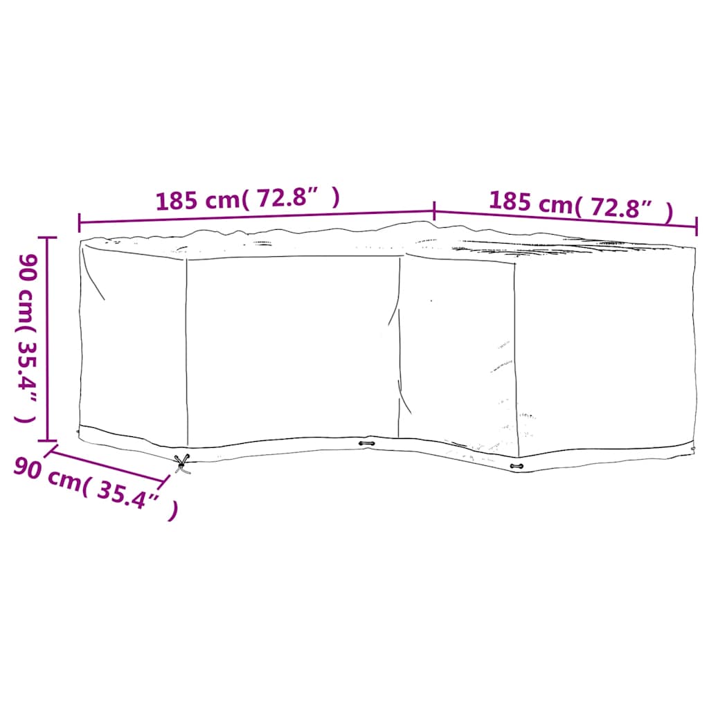 L-Shaped Garden Furniture Covers 2 pcs 12 Eyelets 185x185x90 cm