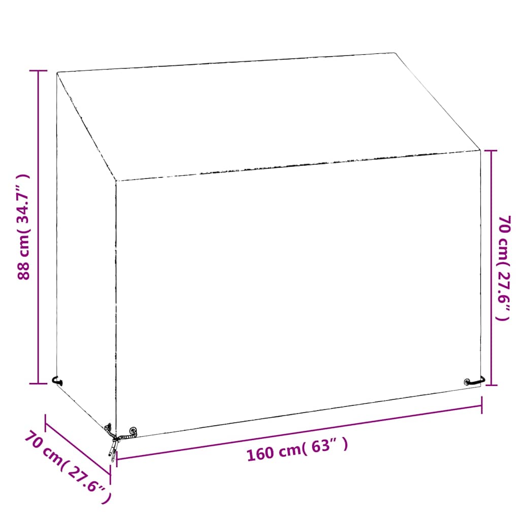Garden Bench Covers 2 pcs 8 Eyelets 160x70x70/88 cm Polyethylene