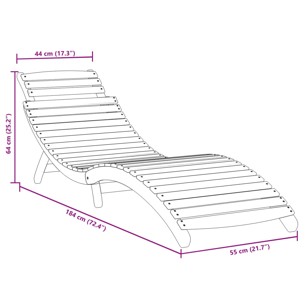 Sun Lounger | Set of 2 | Grey | Solid acacia wood
