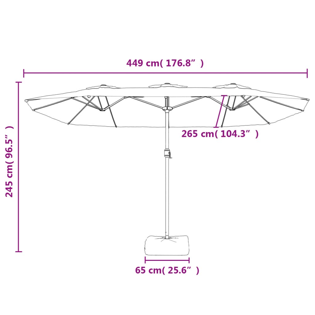 Double-Head Garden Parasol with LEDs Sand White 449x265 cm