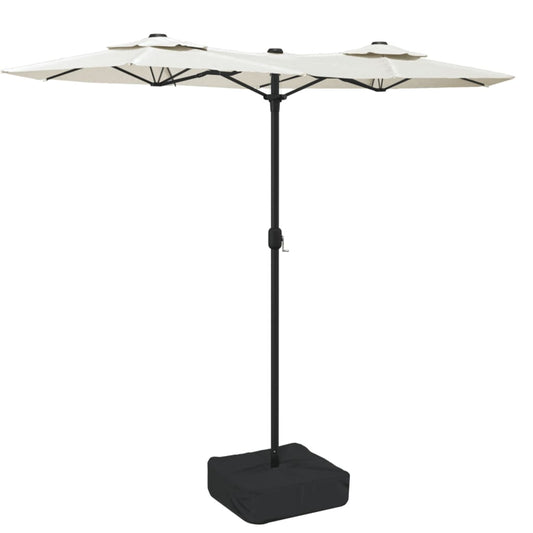 Double-Head Garden Parasol Sand White 316x145 cm