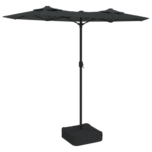 Double-Head Garden Parasol with LEDs Anthracite 316x145 cm