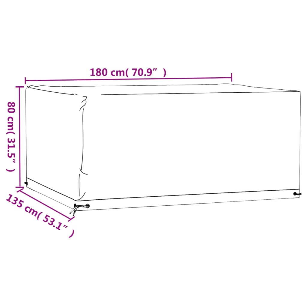 Garden Furniture Cover 8 Eyelets 180x135x80 cm Rectangular