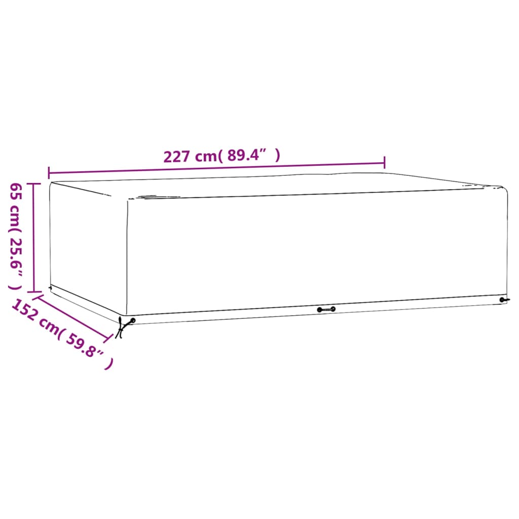 Garden Furniture Cover 12 Eyelets 227x152x65 cm Rectangular