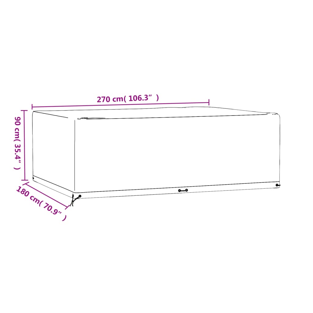 Garden Furniture Cover 12 Eyelets 270x180x90 cm Rrectangular