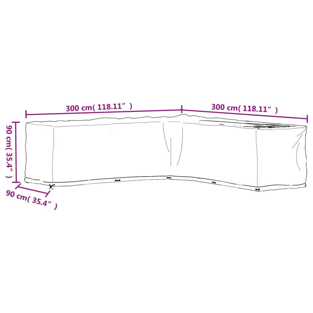 L-Shaped Garden Furniture Cover 20 Eyelets 300x300x90 cm
