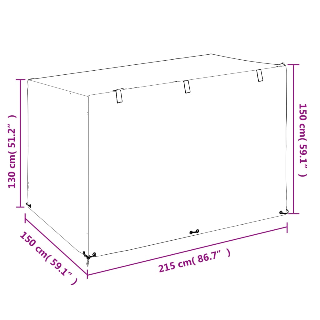 Swing Bench Cover 12 Eyelets 215x150x130/150 cm Polyethylene