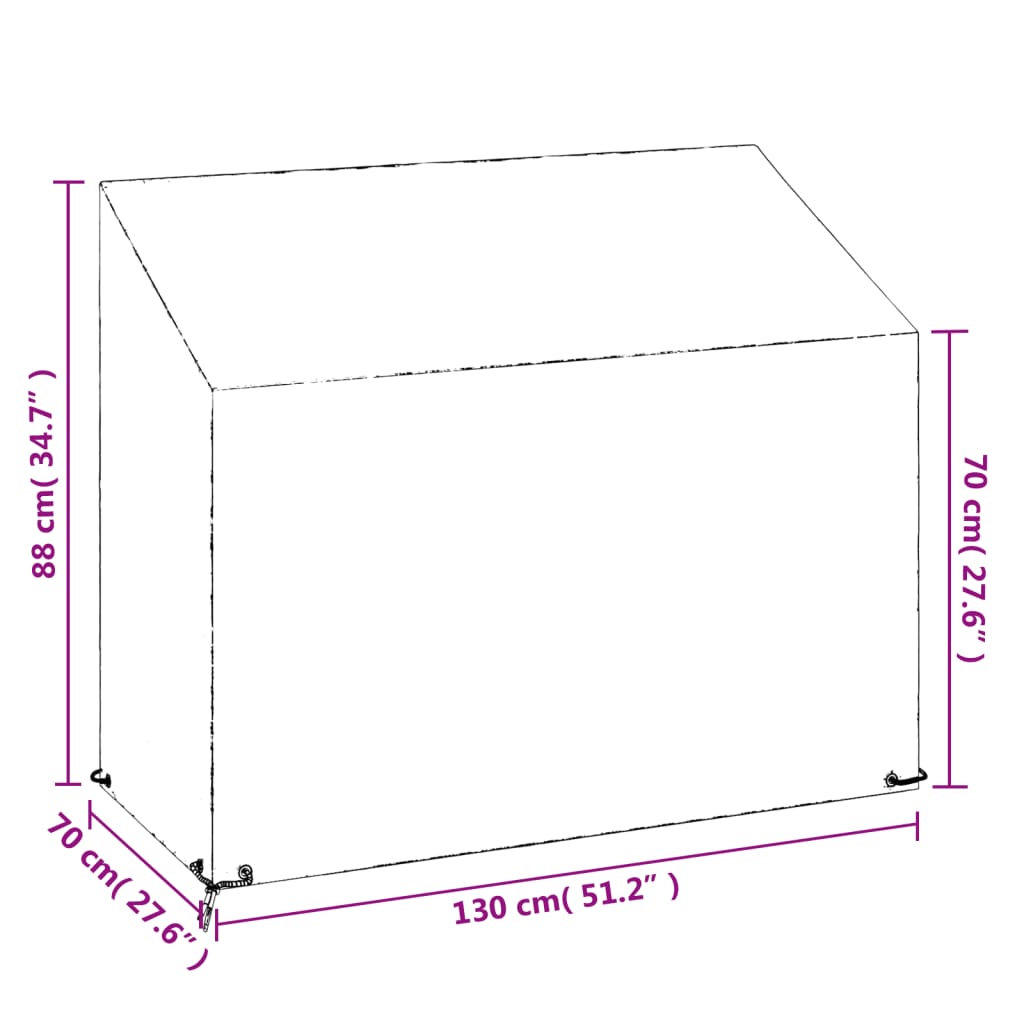 Garden Bench Cover 8 Eyelets 130x70x70/88 cm Polyethylene