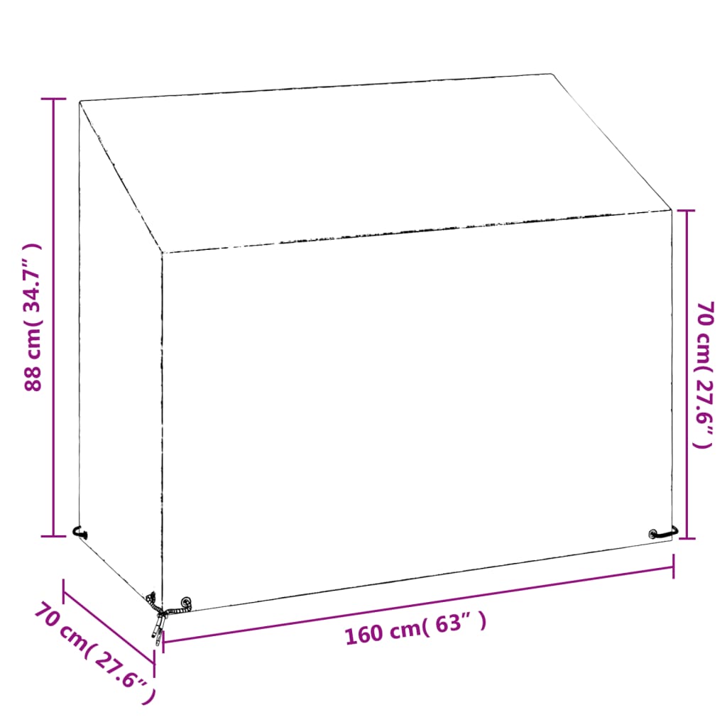 Graden Bench Cover 8 Eyelets 160x70x70/88 cm Polyethylene