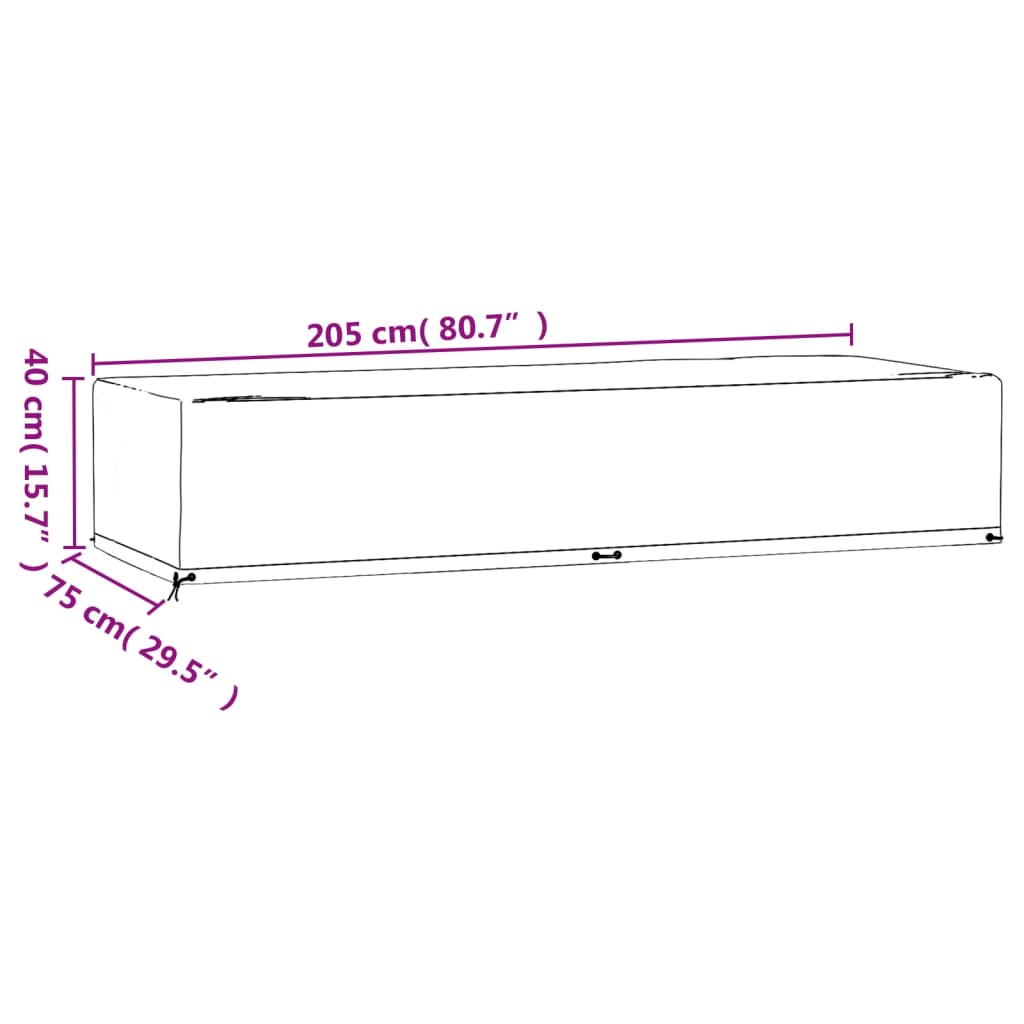 Sunlounger Cover 12 Eyelets 205x75x40 cm Polyethylene