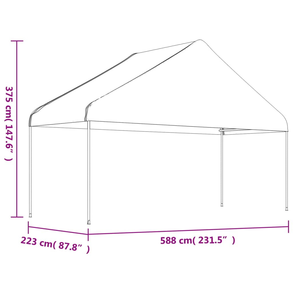 Gazebo with Roof White 6.69x5.88x3.75 m Polyethylene