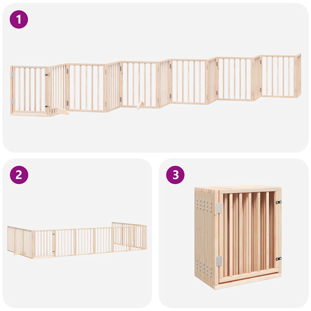 Dog Gate with Door Foldable 12 Panels 600 cm Poplar Wood
