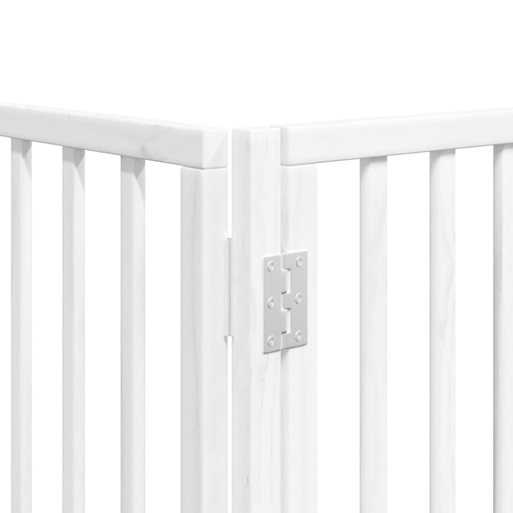 Dog Gate with Door Foldable 12 Panels White 600 cm Poplar Wood