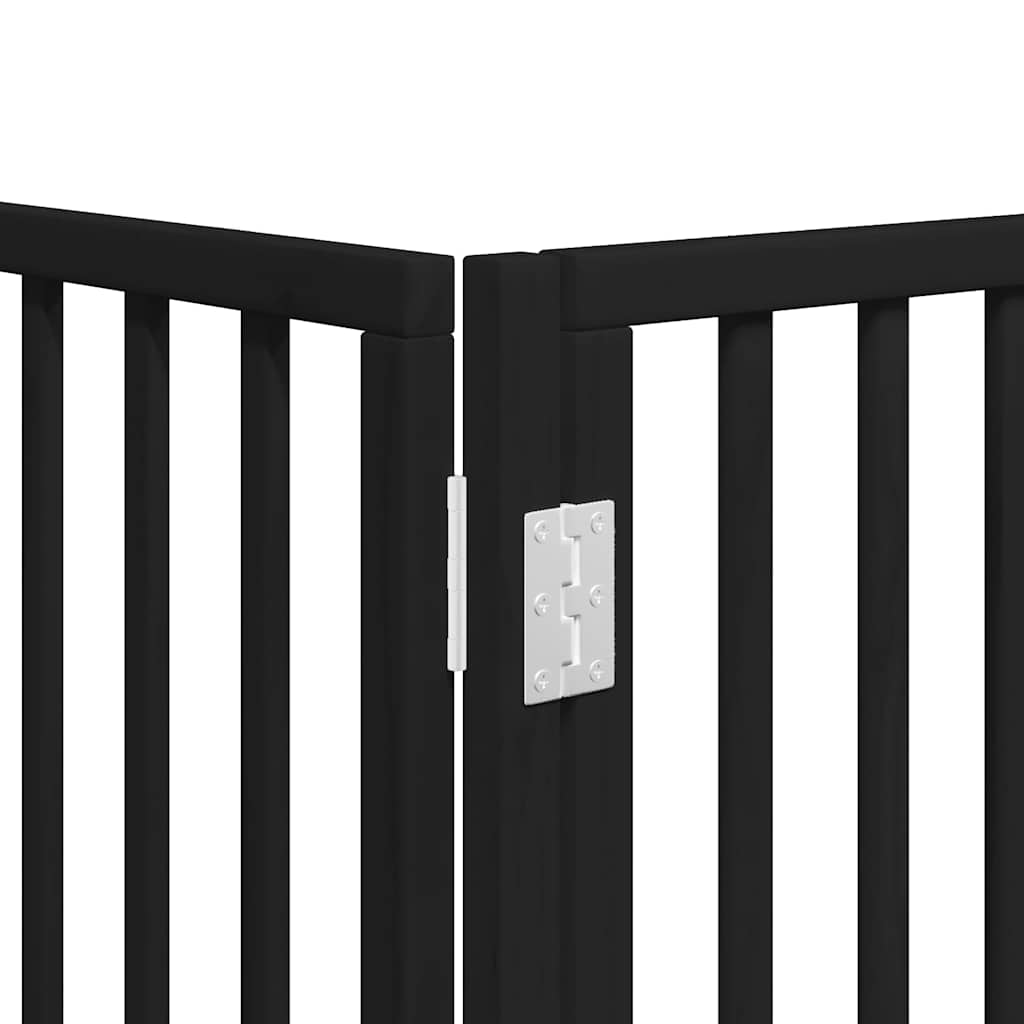 Dog Gate with Door Foldable 9 Panels Black 450 cm Poplar Wood