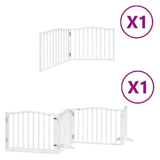 Dog Gate with Door Foldable 6 Panels White 480 cm Poplar Wood
