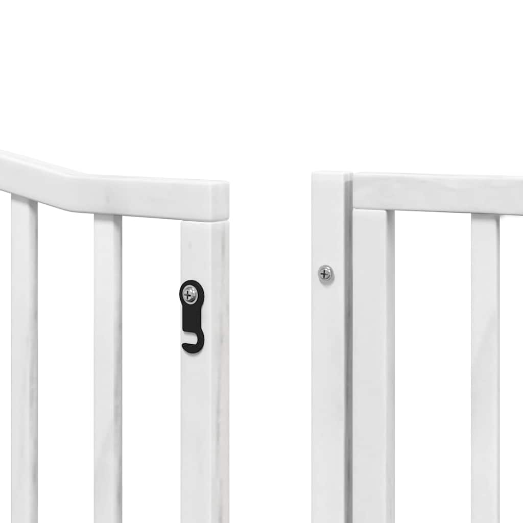 Dog Gate with Door Foldable 12 Panels White 960 cm Poplar Wood