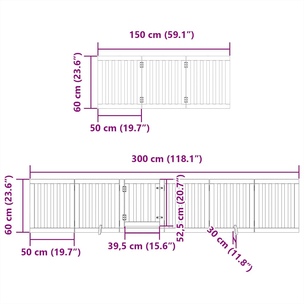 Dog Gate with Door Foldable 9 Panels Black 450 cm Poplar Wood