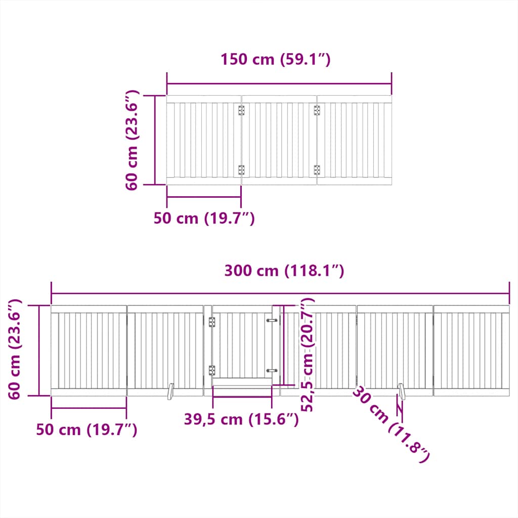 Dog Gate with Door Foldable 12 Panels Brown 600 cm Poplar Wood