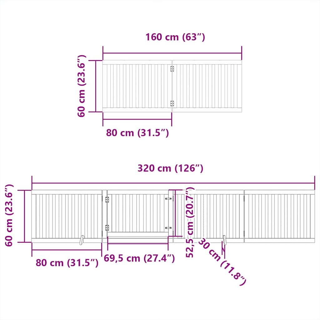 Dog Gate with Door Foldable 12 Panels White 960 cm Poplar Wood