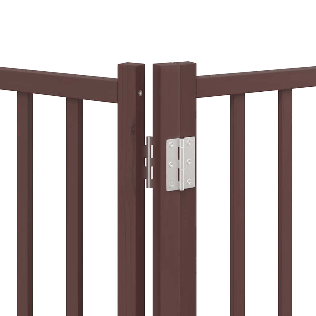Dog Gate with Door Foldable 9 Panels Brown 450 cm Poplar Wood