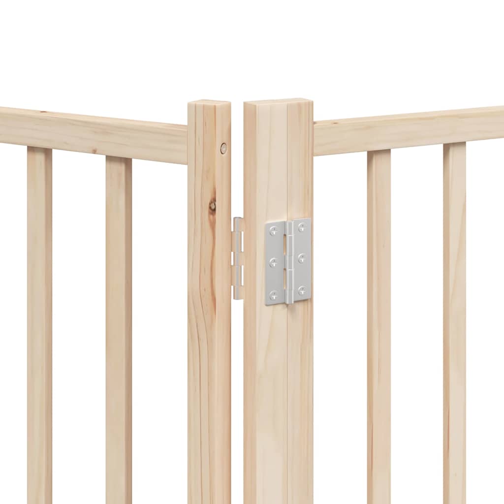 Dog Gate with Door Foldable 6 Panels 480 cm Poplar Wood
