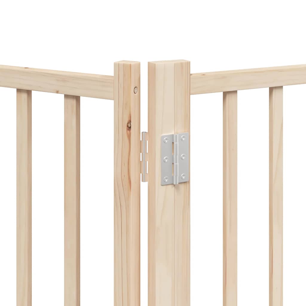 Dog Gate with Door Foldable 6 Panels 480 cm Poplar Wood