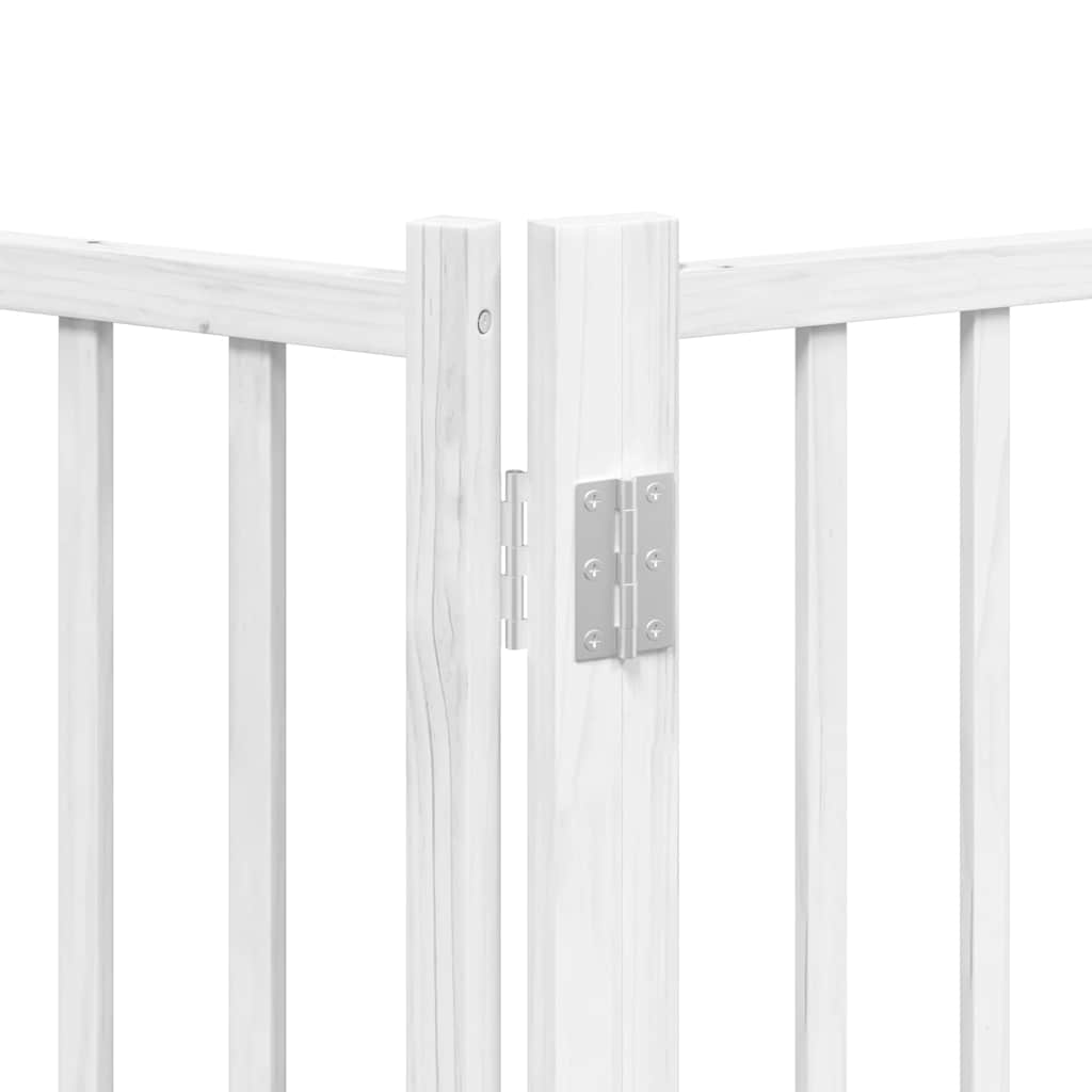 Dog Gate with Door Foldable 6 Panels White 480 cm Poplar Wood