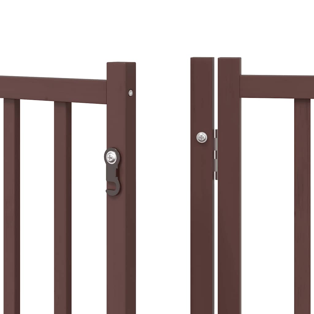 Dog Gate with Door Foldable 6 Panels Brown 480 cm Poplar Wood
