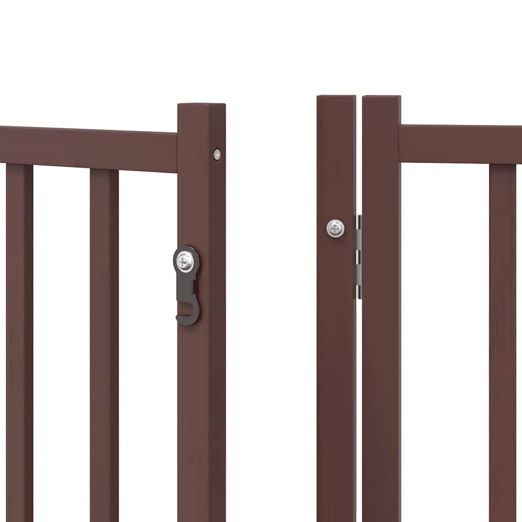 Dog Gate with Door Foldable 8 Panels Brown 640 cm Poplar Wood
