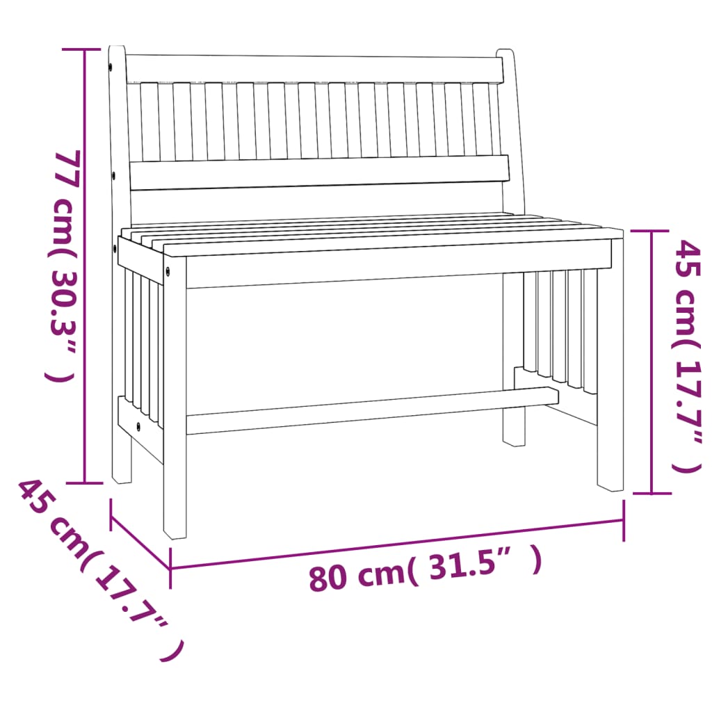 Garden Bench 80 cm Solid Wood Eucalyptus