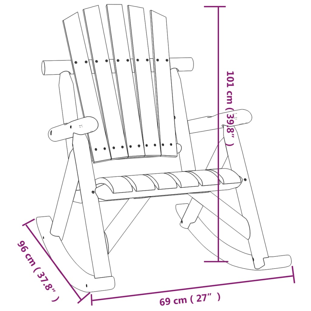 Garden Rocking Chair | Burned Wood Finish | Solid Spruce Wood | Standard