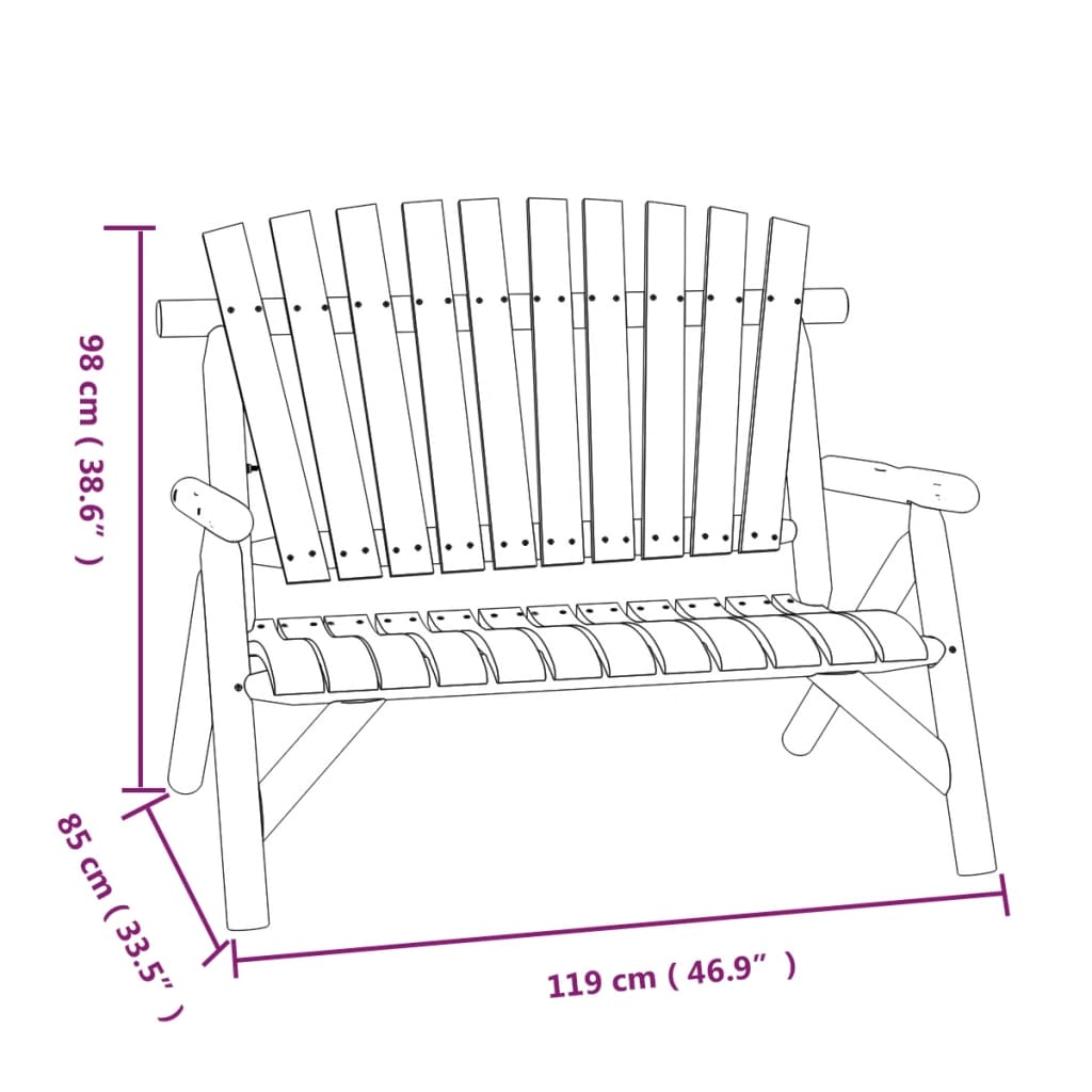 Garden Bench | Natural wood | Solid spruce wood | Medium | Ergonomic