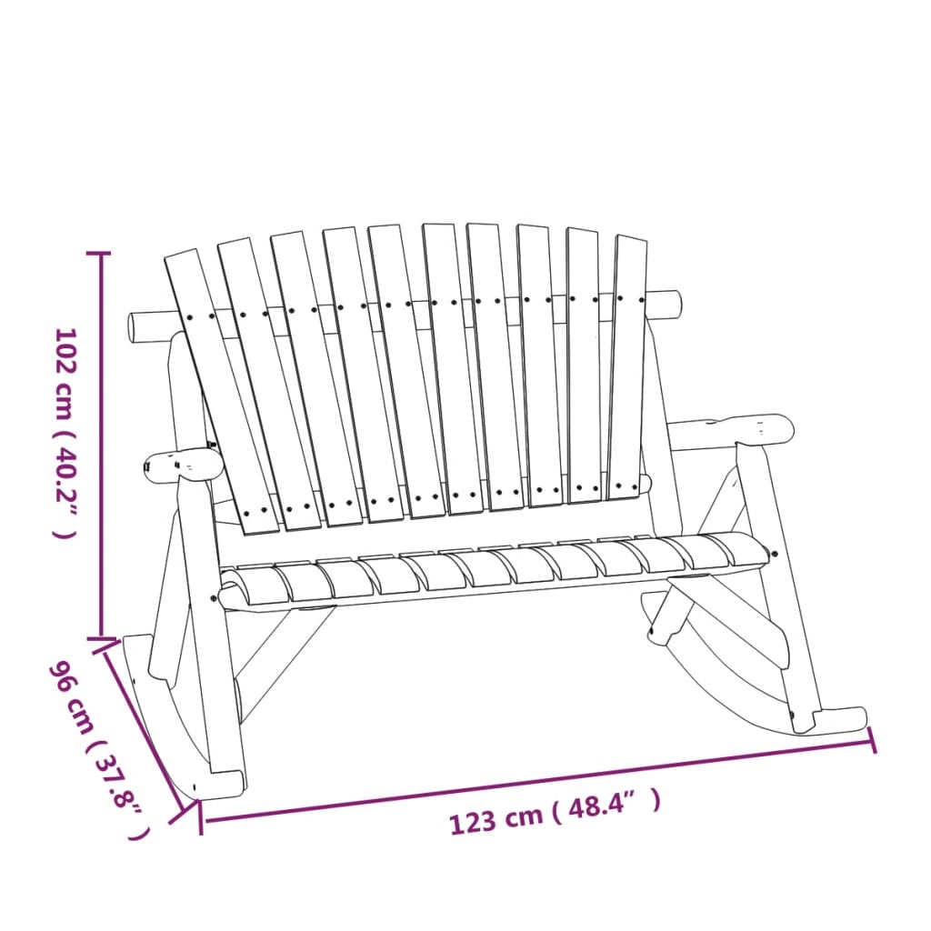 Garden Rocking Bench | Natural | Solid spruce wood | 123x96x102 cm