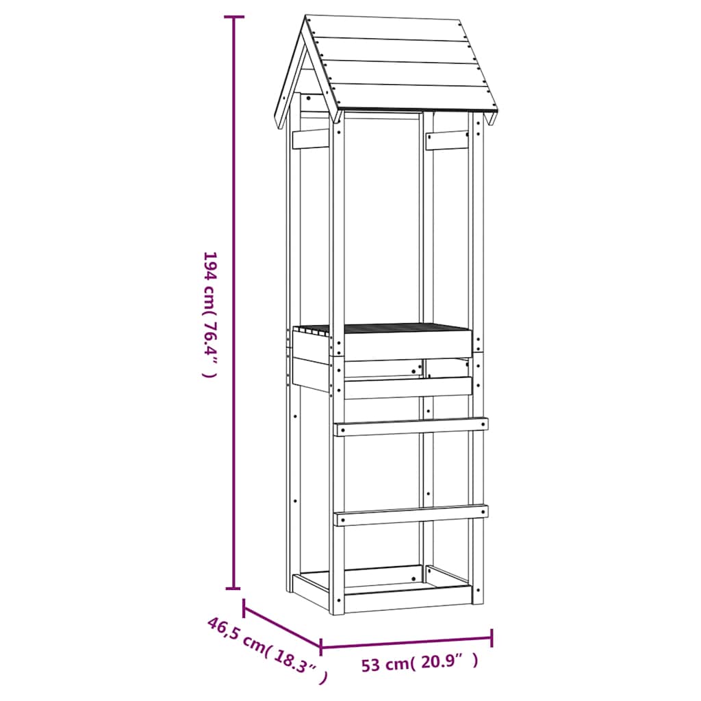 Play Tower | Natural Wood | Solid Pine Wood | Large | Durable