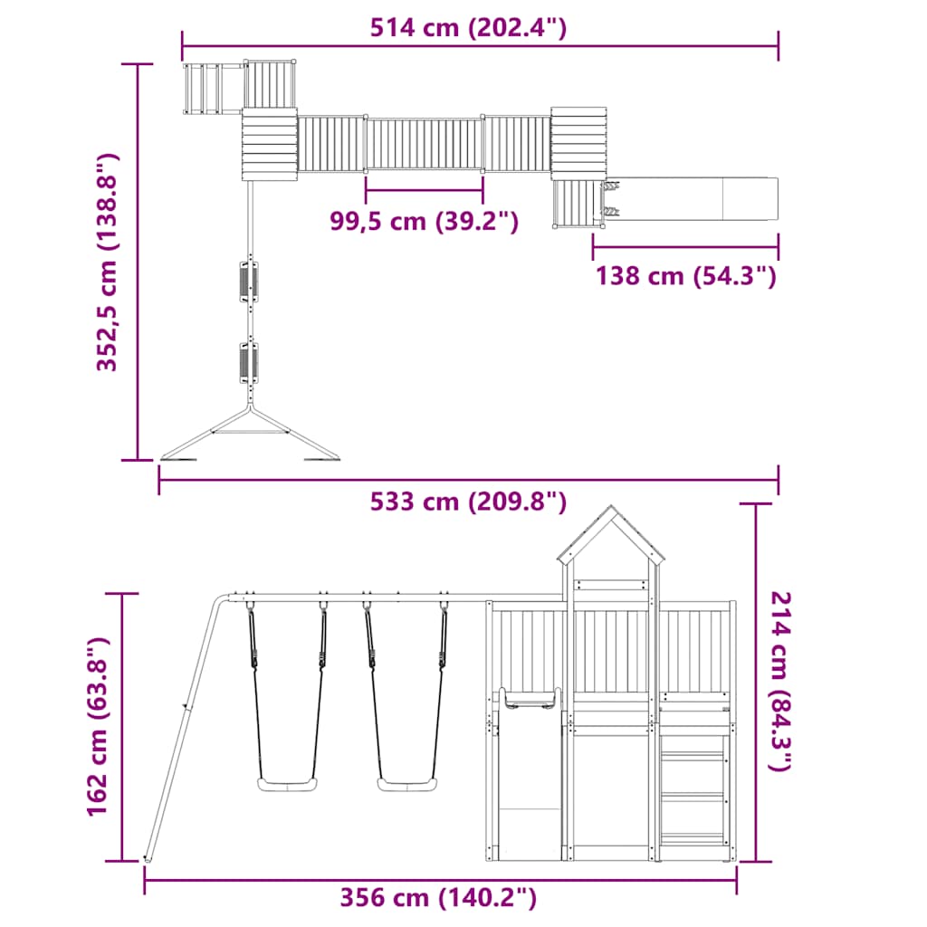Outdoor Playset Solid Wood Pine
