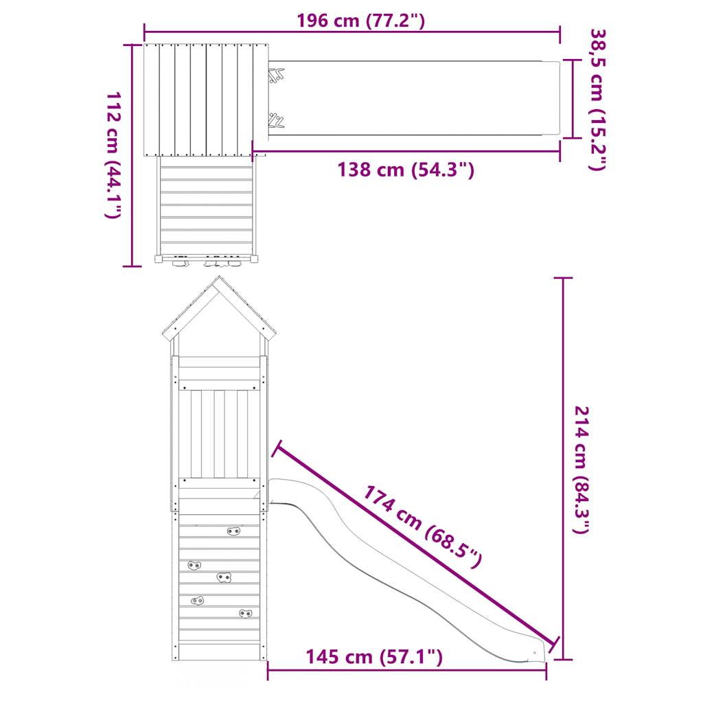 Outdoor Playset Solid Wood Pine