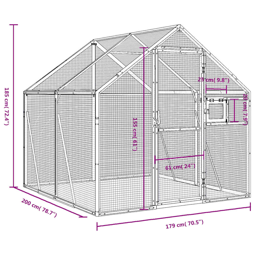 Aviary Anthracite 1.79x2x1.85 m Aluminium