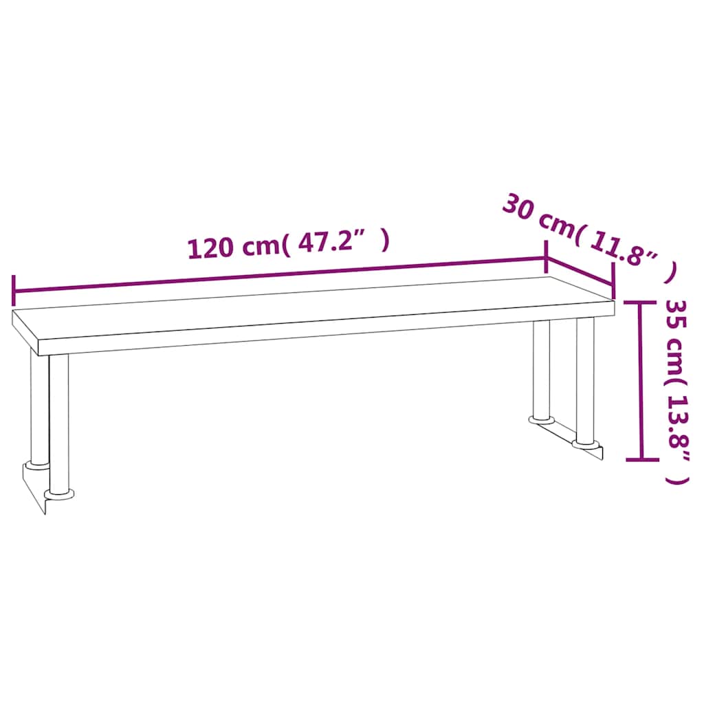 Kitchen Work Table with Overshelf 120x60x115 cm Stainless Steel