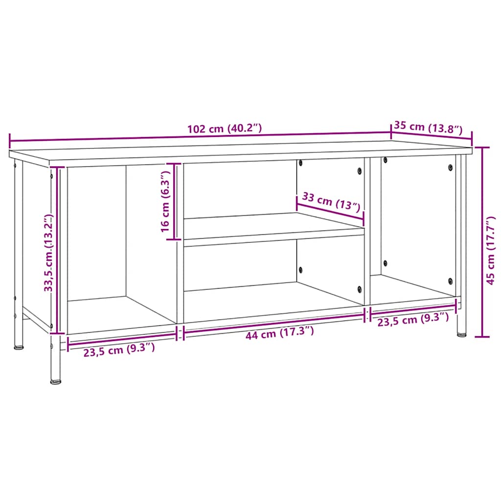 TV Cabinet Black 102x35x45 cm Engineered Wood