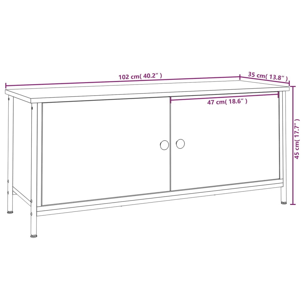 TV Cabinet with Doors Grey Sonoma 102x35x45 cm Engineered Wood