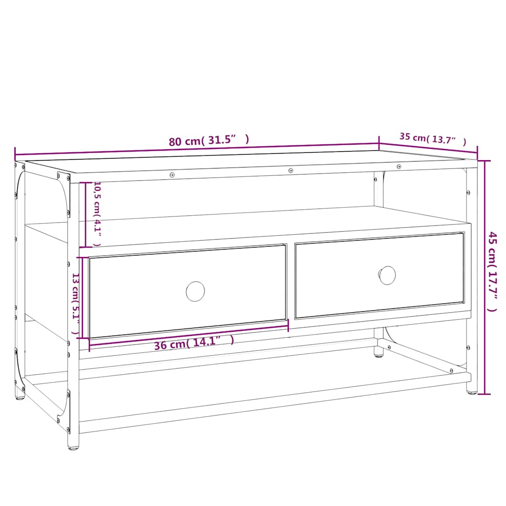 TV Cabinet Grey Sonoma 80x35x45 cm Engineered Wood