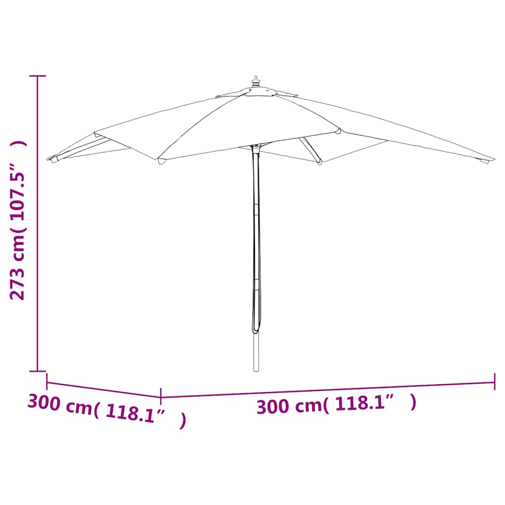 Garden Parasol with Wooden Pole Sand 300x300x273 cm