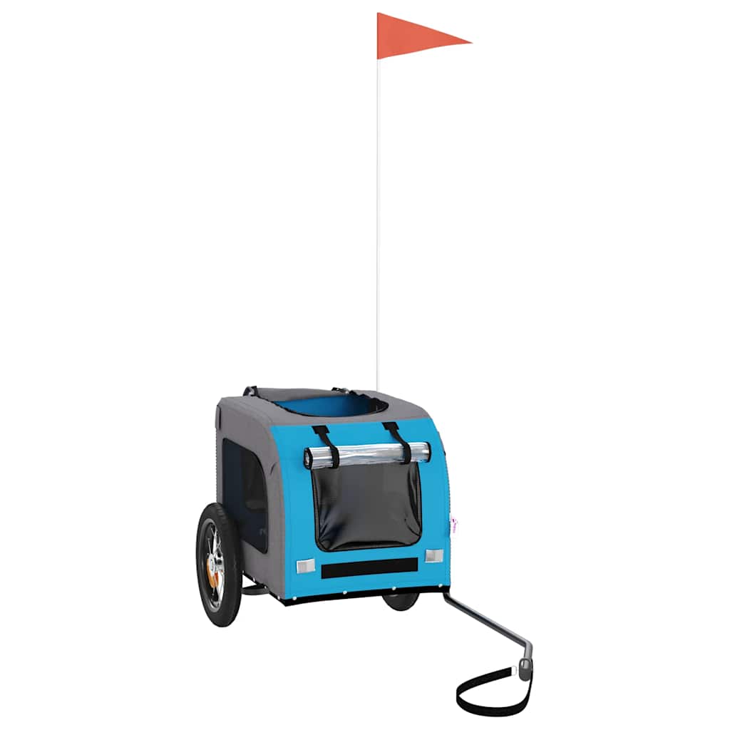 Pet Bike Trailer Blue and Grey Oxford Fabric and Iron