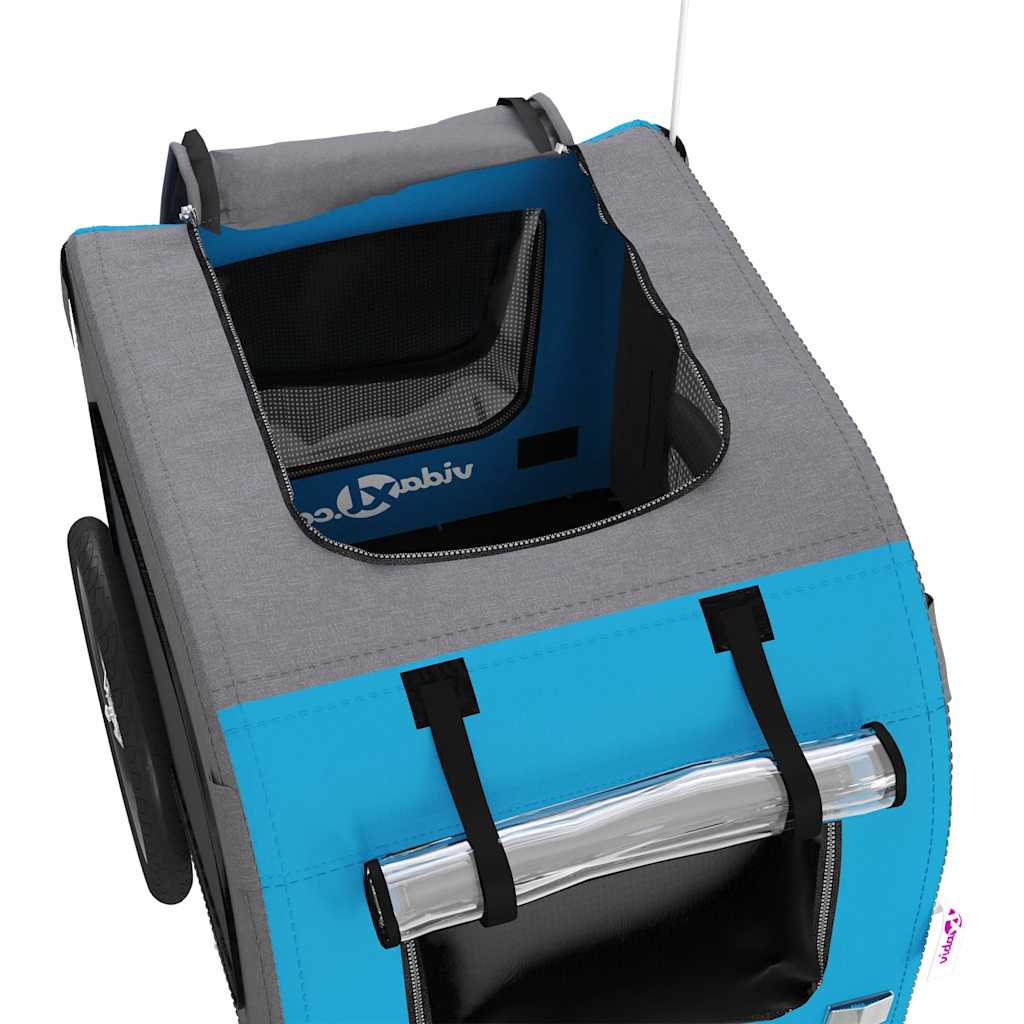 Pet Bike Trailer Blue and Grey Oxford Fabric and Iron