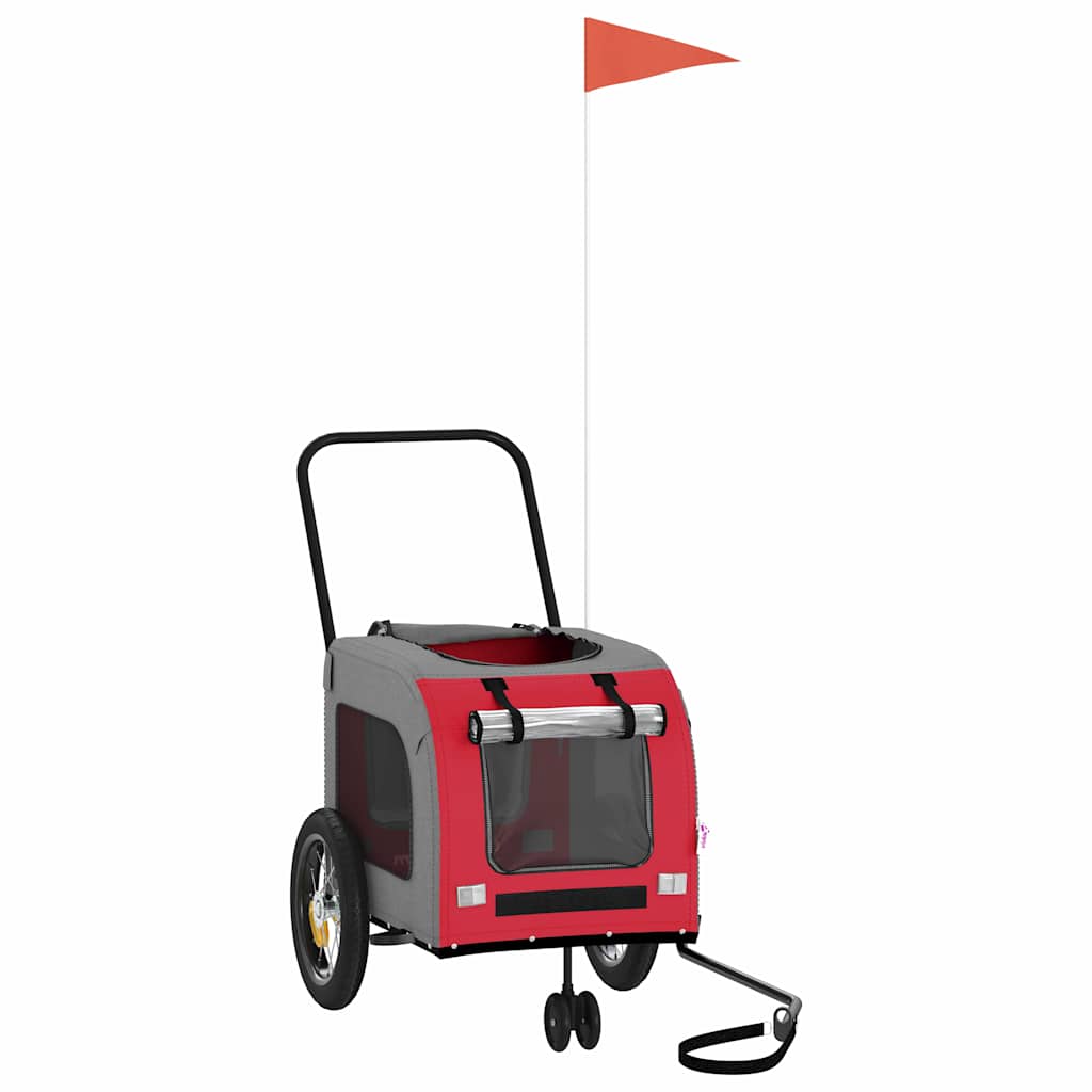 Pet Bike Trailer with Storage Red and Grey 125 x 53 x 54 cm