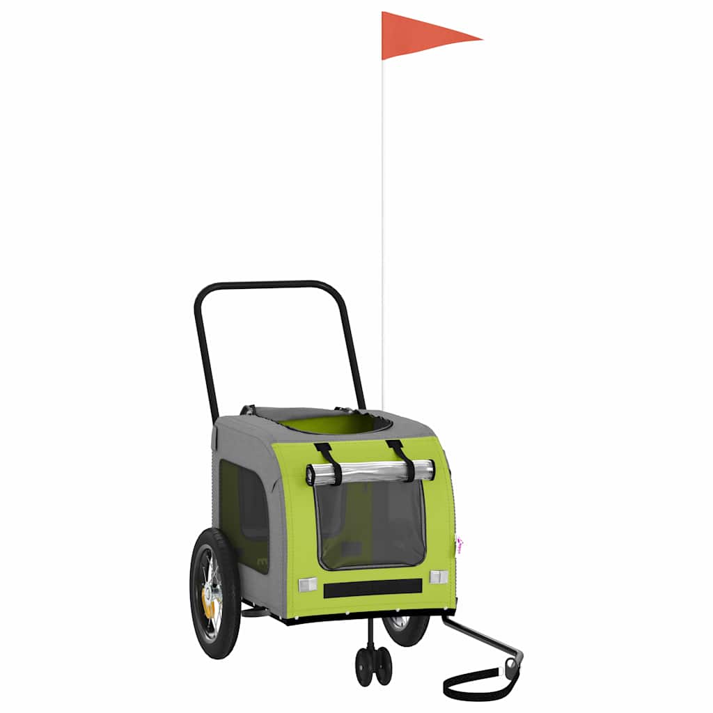 Pet Bike Trailer with Storage Green and Grey 125 x 53 x 54 cm
