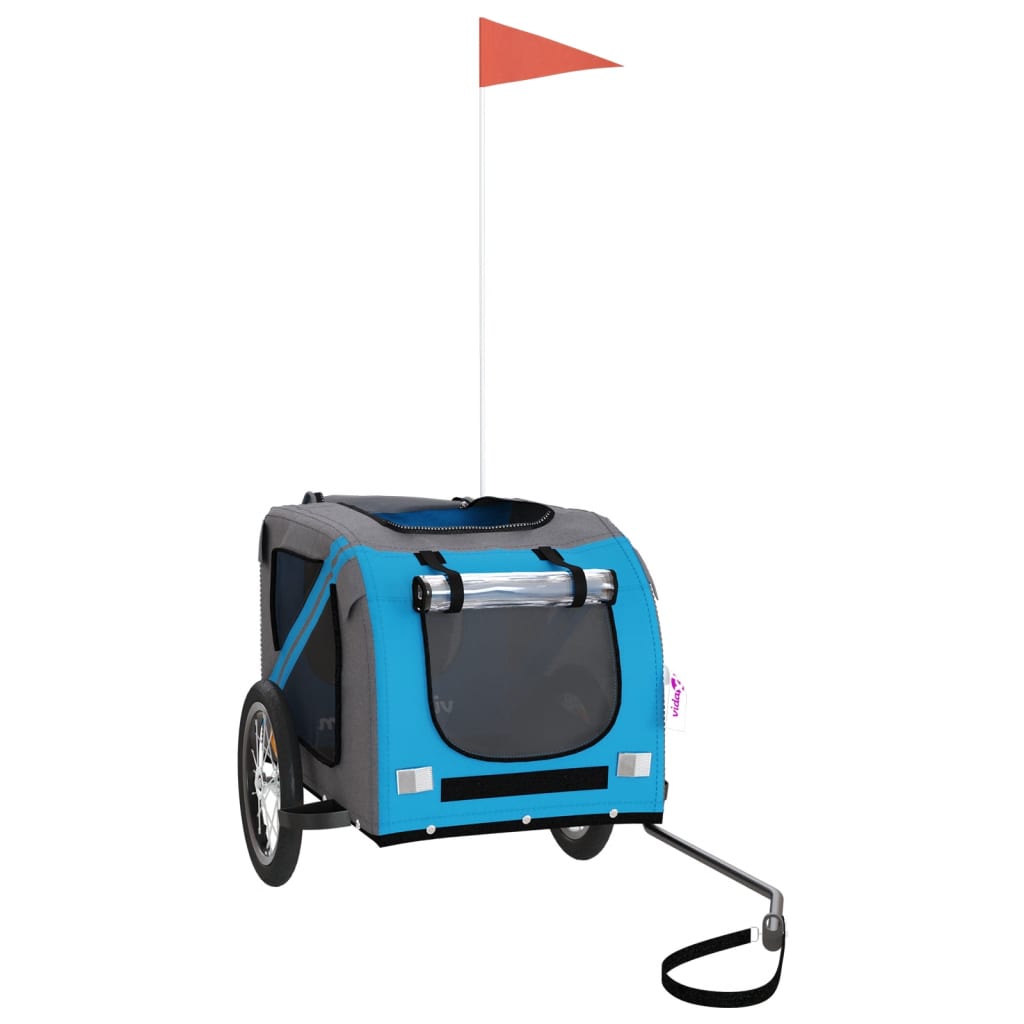 Pet Bike Trailer Blue and Grey Oxford Fabric and Iron