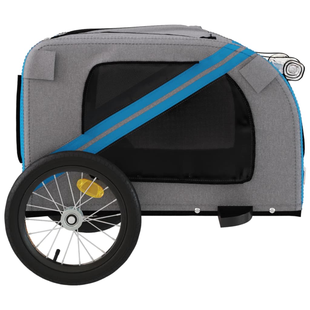 Pet Bike Trailer Blue and Grey Oxford Fabric and Iron