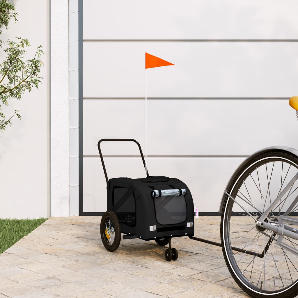 Pet Bike Trailer Black Oxford Fabric and Iron